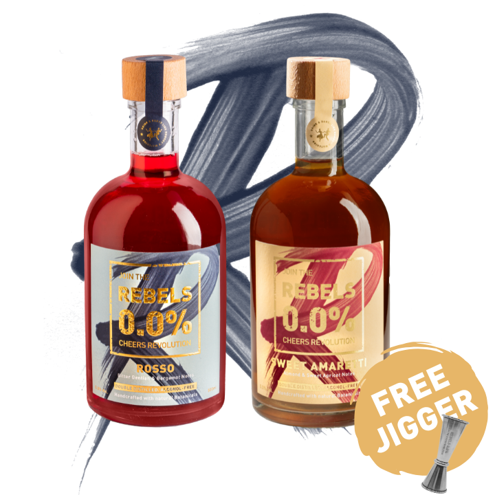 REBELS 0.0% DUO (Rosso & Sweet Amaretti) + FREE Jigger