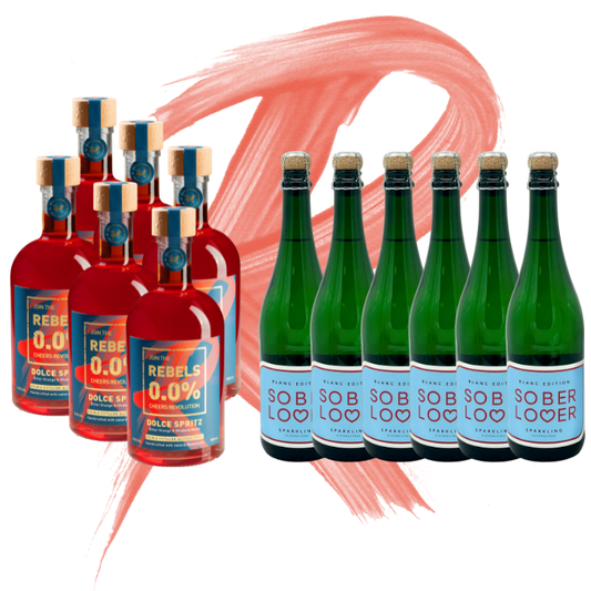 REBELS 0.0% ITALIAN SPRITZ - BIG PARTY BOX (alkoholfrei) mit Sober Lover Schaumwein