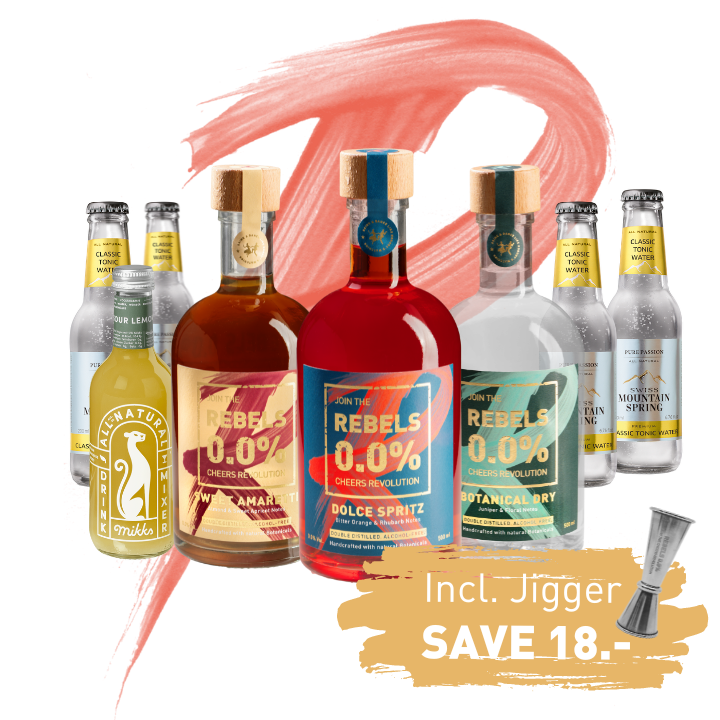 REBELS 0.0% Dry Month TRIO (Gin, Amaretto, Spritz) + Mixers