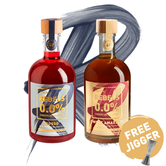 REBELS 0.0% DUO (Rosso & Sweet Amaretti) + GRATIS Jigger