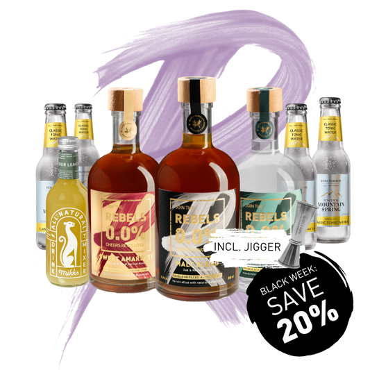 REBELS 0.0% Dry Month TRIO (Gin, Amaretto, Whiskey) + Mixers